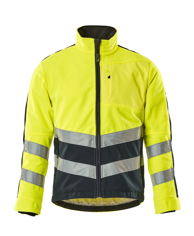 MASCOT® Sheffield SAFE SUPREME Fleecejacke in Hi-Vis Gelb/Schwarzblau, Größe 2XL, zweifarbige Winterwarnschutzbekleidung mit Reflexstreifen für hohe Sichtbarkeit