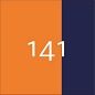Farbmuster mit der Nummer 141, links orange und rechts dunkelblau abgesetzt