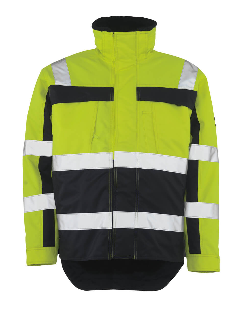 MASCOT® Teresina SAFE COMPETE Winterjacke in Hi-Vis Gelb/Marine, Größe 2XL, zweifarbige Winterwarnschutzjacke mit Reflexstreifen für hohe Sichtbarkeit