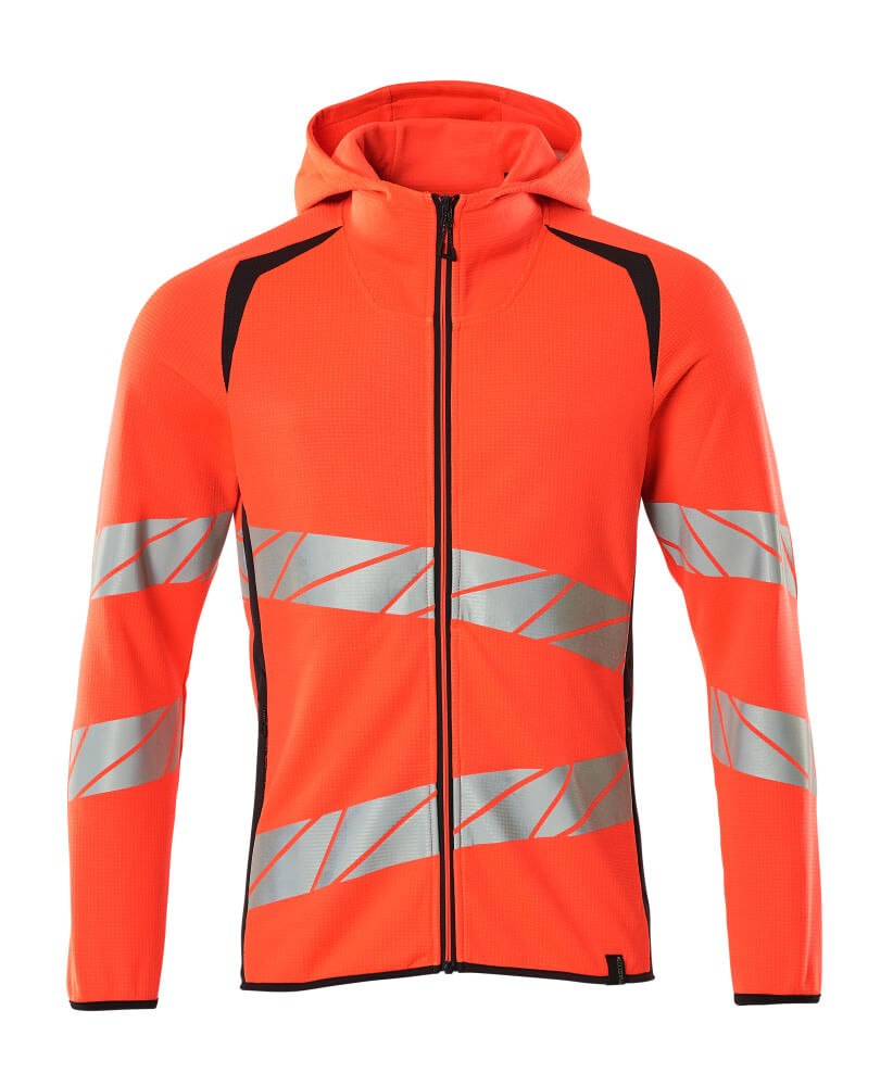 MASCOT® ACCELERATE SAFE Kapuzenpullover mit Reißverschluss in fluoreszierender Warnfarbe mit reflektierenden Streifen, zweifarbige Hi-vis Arbeitskleidung in Größe 2XL