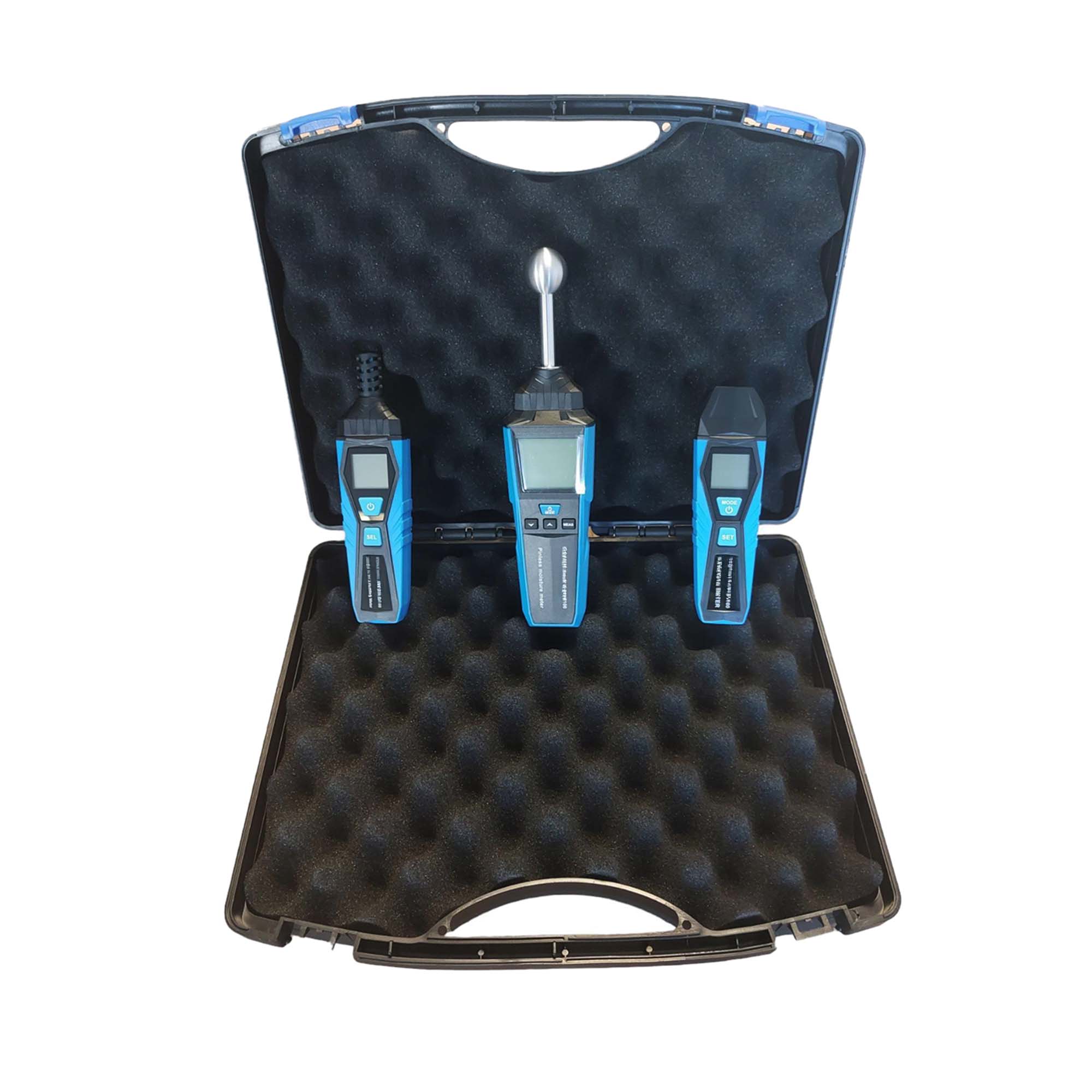 Dreiteiliges Messgeräte-Set in Schaumstoffkoffer
