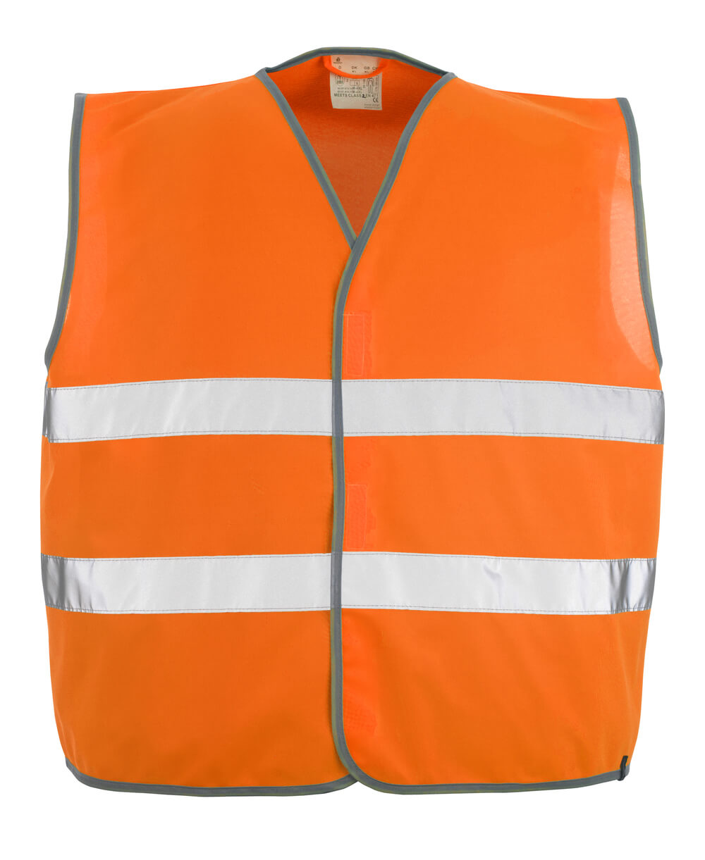MASCOT® Weyburn SAFE CLASSIC Warnweste in fluoreszierendem Hi-vis Orange mit reflektierenden Querstreifen, Klettverschluss und Schrägband-Einfassung, groß geschnitten zum Tragen über der Kleidung