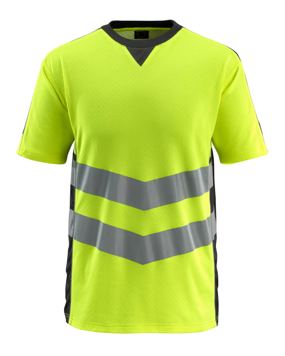 MASCOT® Sandwell SAFE SUPREME T-Shirt, kurzärmeliges zweifarbiges Warnschutzshirt in Hi-Vis Gelb/Schwarz mit breiten reflektierenden Streifen, Größe 2XL