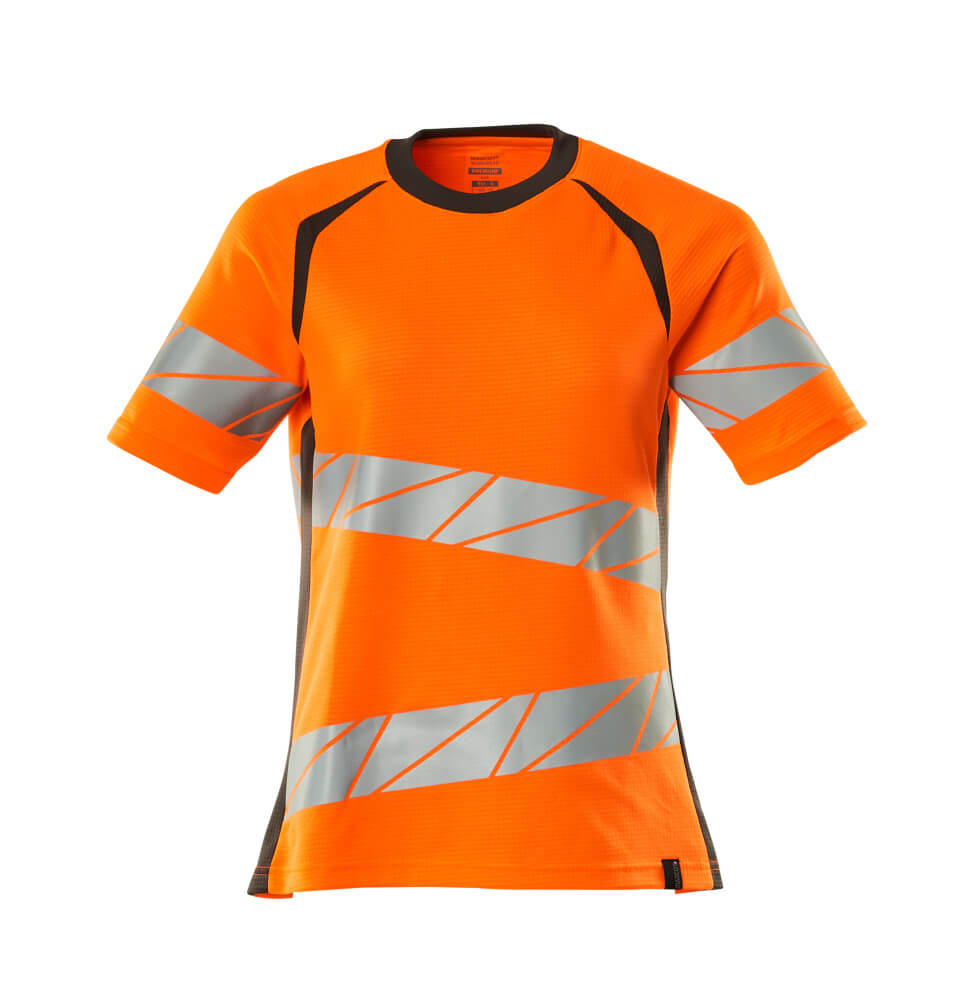 Zweifarbiges MASCOT® ACCELERATE SAFE Warnschutz-T-Shirt für Damen in Hi-Vis Orange/Dunkelanthrazit mit schrägen Reflexstreifen, Größe 2XLONE