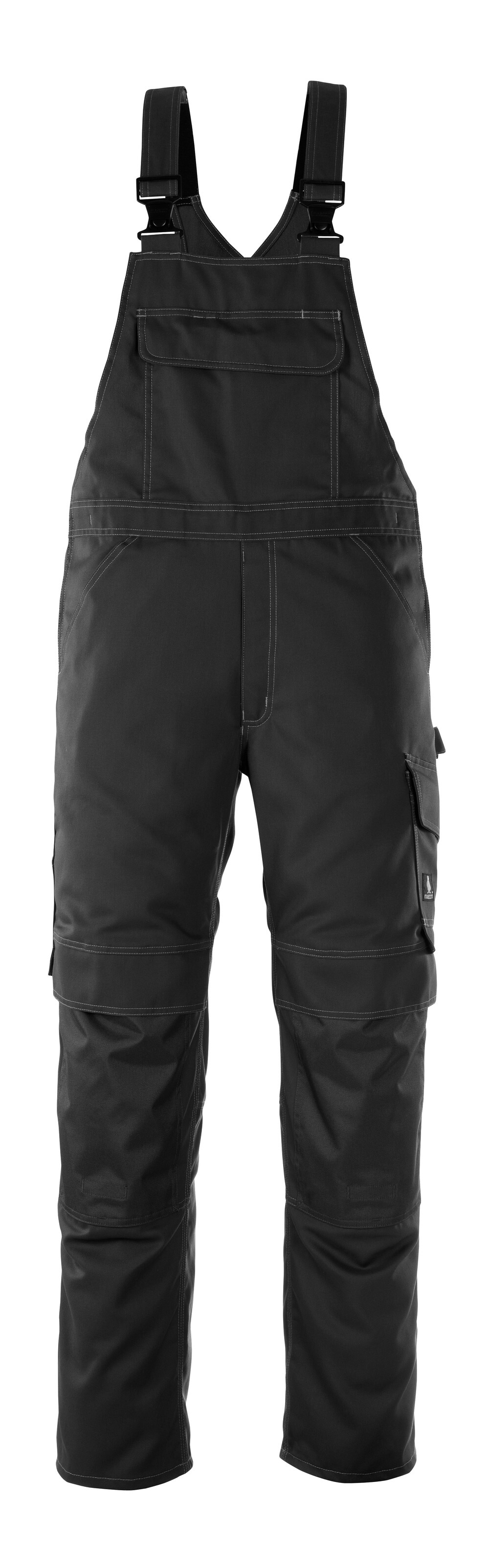 MASCOT® Richmond INDUSTRY Latzhose mit Knietaschen, robuste Arbeitslatzhose aus Canvas in Schwarz, Größe 76C46