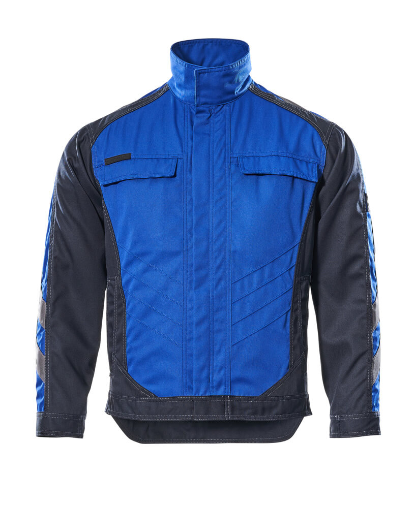 MASCOT® Fulda UNIQUE Jacke in Schwarzblau/Kornblau, strapazierfähige Arbeitsjacke mit Stehkragen und Fronttaschen, Größe XS
