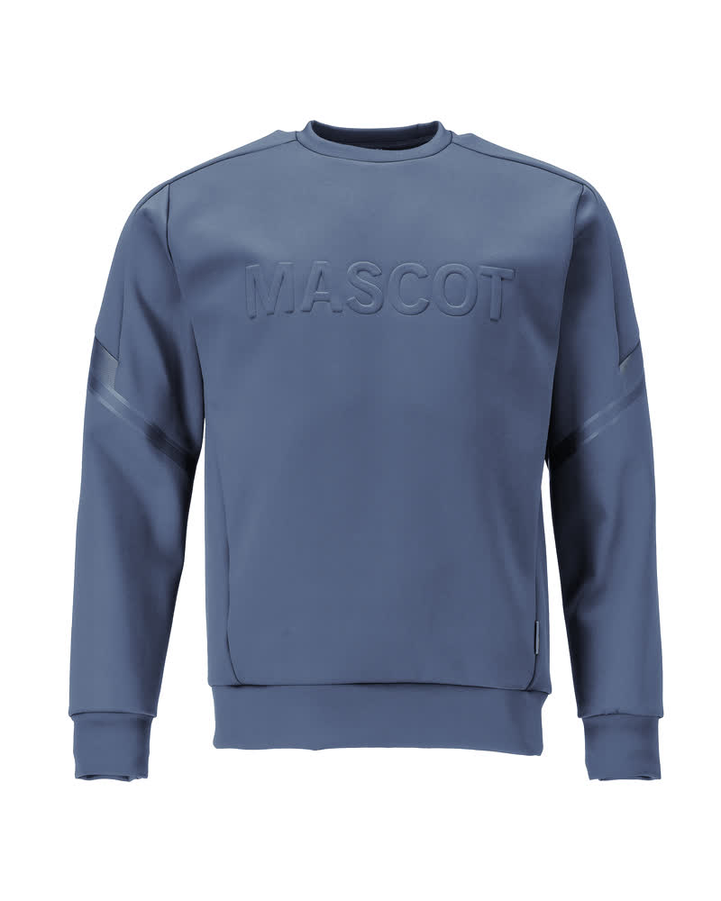 MASCOT® CUSTOMIZED Sweatshirt in Steinblau, Größe 2XL, strapazierfähige Arbeitsbekleidung mit Rundhalsausschnitt für Handwerk und Beruf